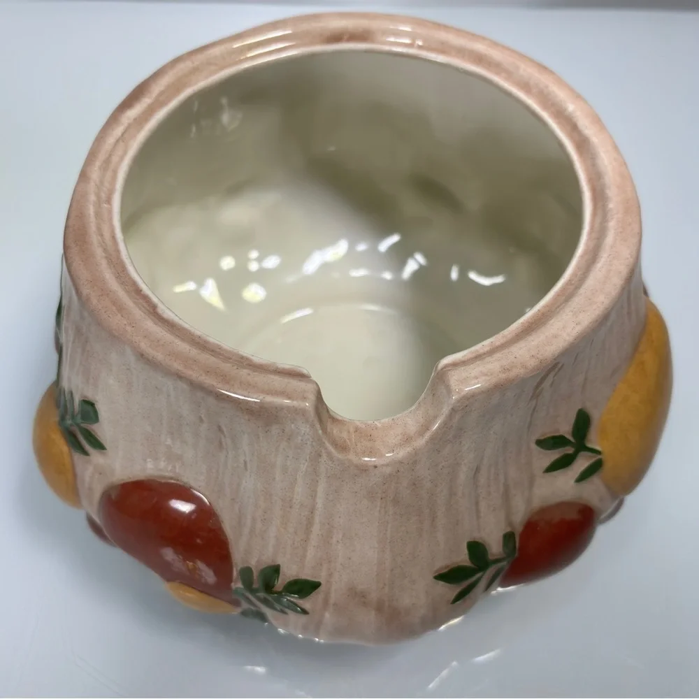 Vintage 70's‎ Brown Red Yellow Large Ceramic Mushroom Soup Tureen